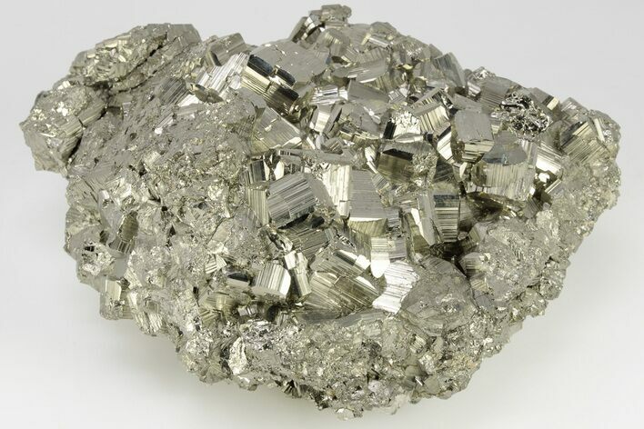 Striated, Cubic Pyrite Crystal Cluster - Peru #202981